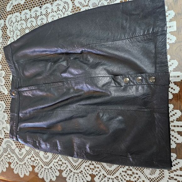 Anchor blue 100% leather skirt - Picture 3 of 11